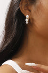 pearl 18k gold plated stud mini hoop earring