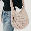 pretty simple carmen quilted hobo tote bag tan
