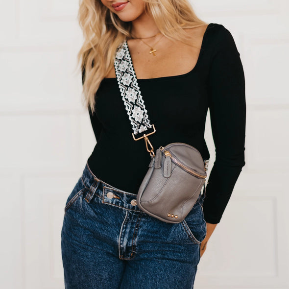 pretty simple ellie crossbody bag metallic gunmetal gray