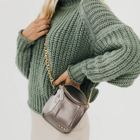 pretty simple ellie crossbody bag metallic gunmetal gray