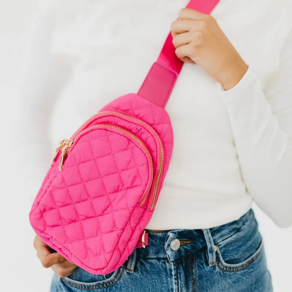 pretty simple pinelope puffer bum bag fuchsia pink