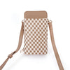 pretty simple woven double duty phone bag checkered tan