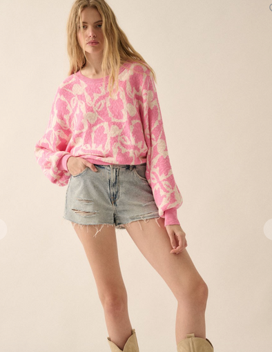 The Jory Floral Cropped Sweater