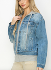 risen jeans oversized hoodie denim jacket medium wash