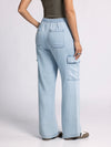 rhoda pants thread & supply chambray denim soft pant cargo pocket drawstring waist wide leg