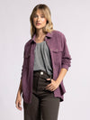 rylan shirt thread & supply eggplant super soft ribbed button up top shacket