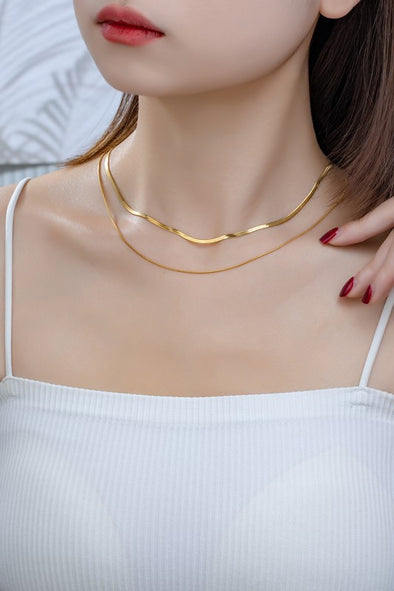 The Sierra Layered Herringbone Chain Necklace