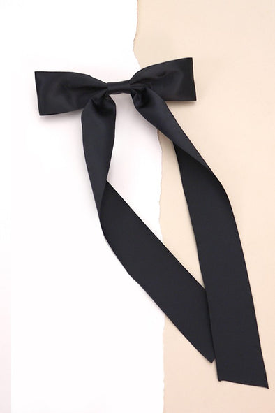 silky satin bow hair clip trendy accessory black