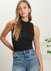 sleeveless mock neck sleeveless rib knit tank top black