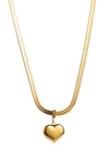 snake chain heart pendant necklace 18k gold plated everyday necklace