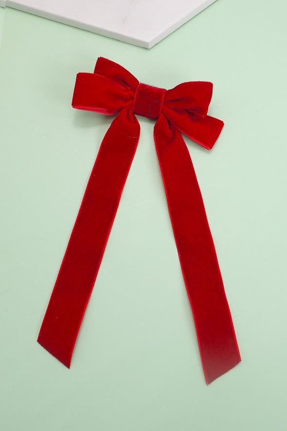 soft long velvet ribbon bow hair clip trendy hair accessory holiday style gifts for her