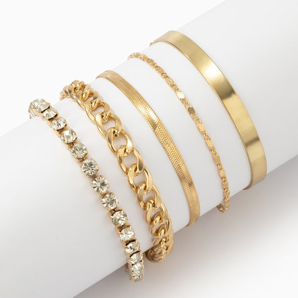 stacked gold chain link bracelet set mia accessories