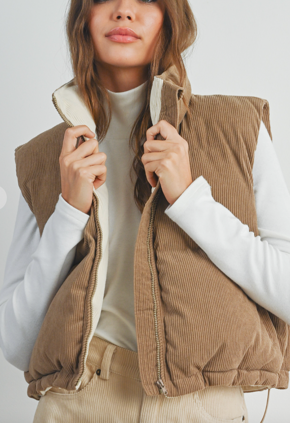 The Kiara Corduroy Puffer Vest