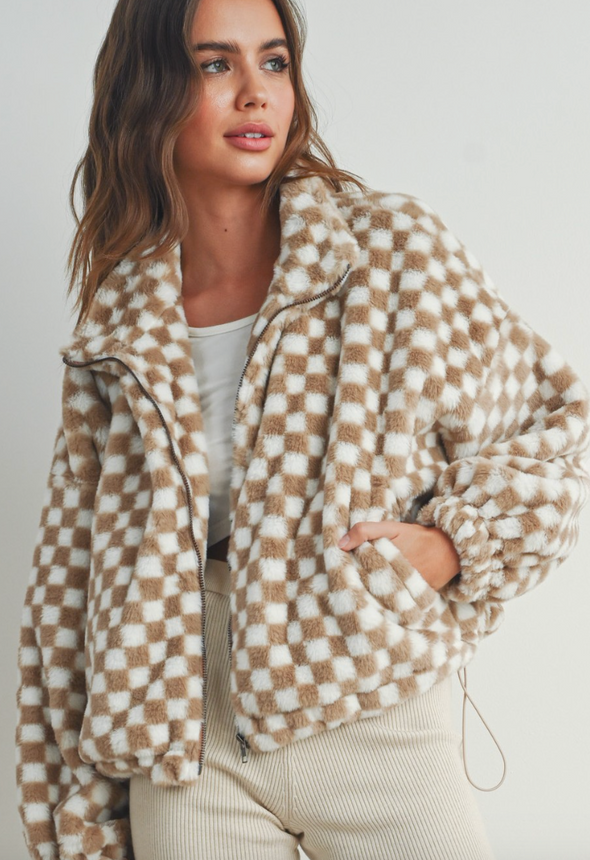 The Dari Checkered Teddy Jacket