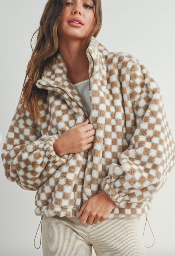 The Dari Checkered Teddy Jacket