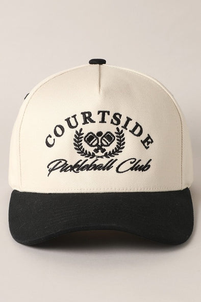 trendy womens courtside pickleball club two tone embroidered trucker hat beige black