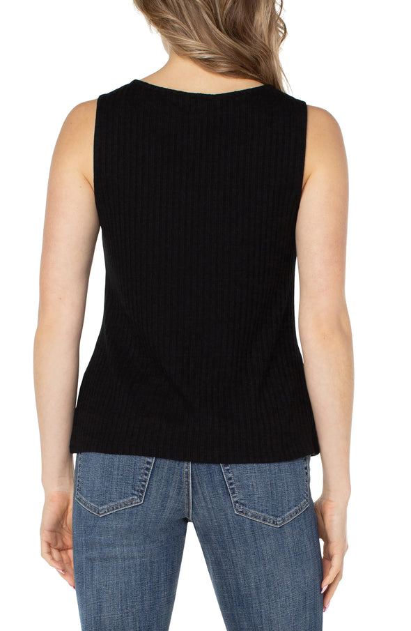 sweater tank ribbed black boat neckline