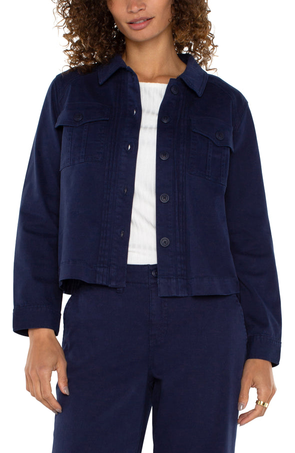 liverpool jacket pleated back jacket navy front seam detail