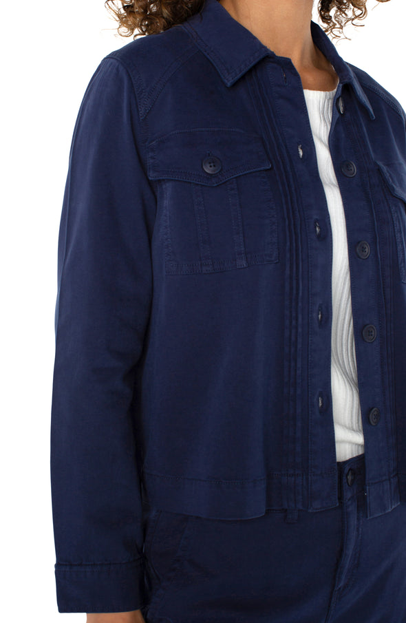 liverpool jacket pleated back jacket navy front seam detail