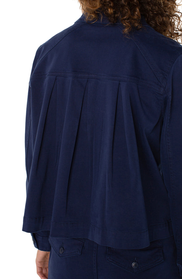 liverpool jacket pleated back jacket navy front seam detail