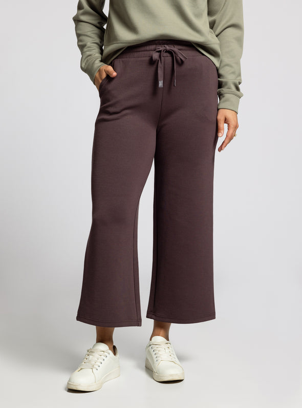 thread & supply kit pants wide leg lounge pants ankle length raisin rib