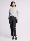 amal sweater thread & supply mock neck cable knit heather grey raglan sleeve