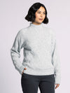 amal sweater thread & supply mock neck cable knit heather grey raglan sleeve