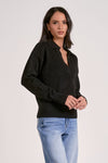 elan collared v-neck sweater black