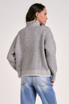 elan stitching detail turtleneck sweater heather grey relaxed fit