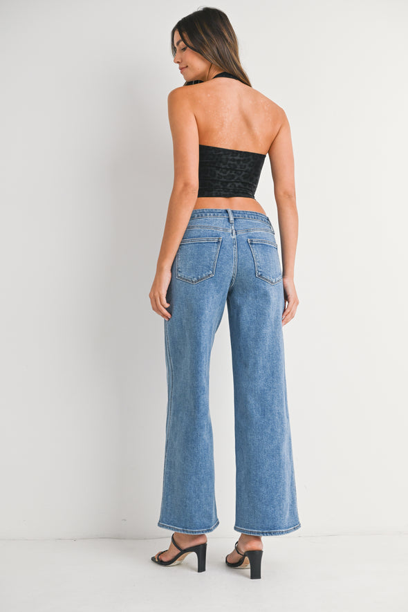 The Blakely Mid Rise Seamed Wide Leg Jeans