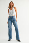 The Gracie High Rise Waistband Detail Wide Leg Jeans