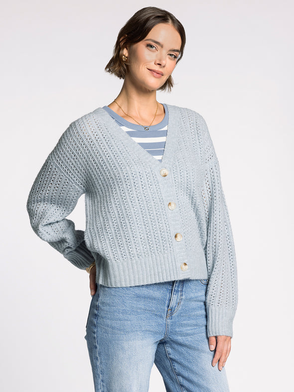 Thread & Supply Amour Open Knit Button Front Cardigan – Relaxed