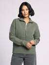 thread & supply collared pullover hazel pullover dusty olive 1/2 zip