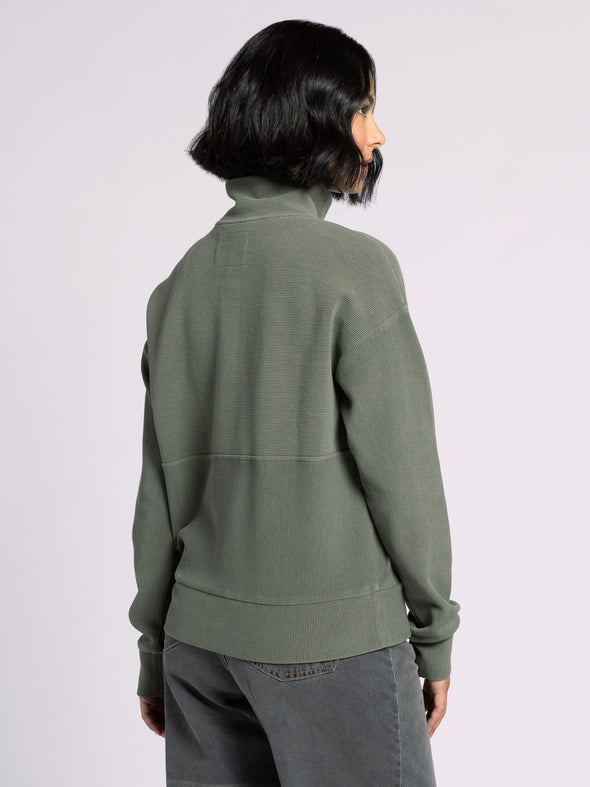 thread & supply collared pullover hazel pullover dusty olive 1/2 zip