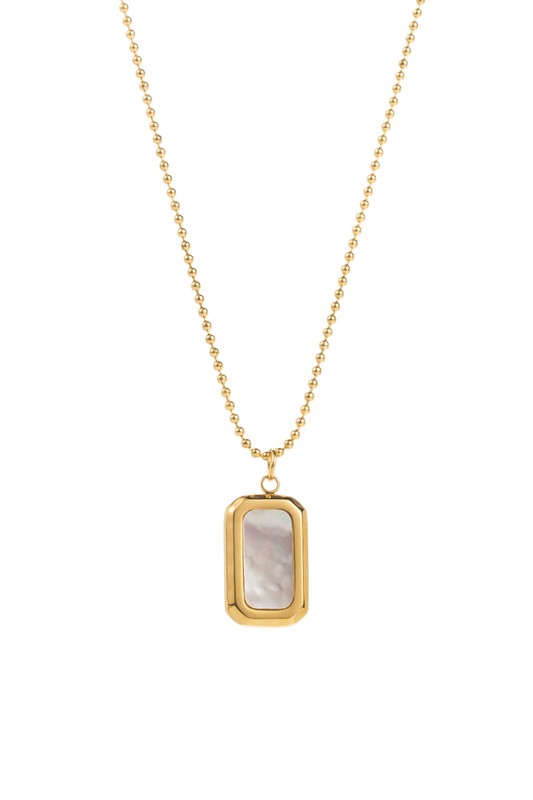 The Victoria 18k Gold Plated Rectangle Shell Pendant Necklace