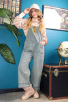 washed cotton twill oversized denim jumpsuit grey blue wide leg adjustable straps relaxed fit fall winter jumpsuit