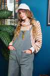 washed cotton twill oversized denim jumpsuit grey blue wide leg adjustable straps relaxed fit fall winter jumpsuit