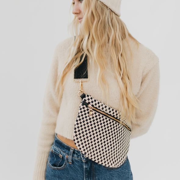 westlyn woven bum bag checkered bag pretty simple black