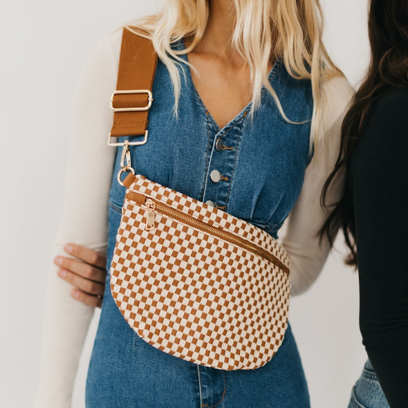 westlyn woven bum bag checkered bag pretty simple black