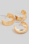 wide textured hoop earring set gold