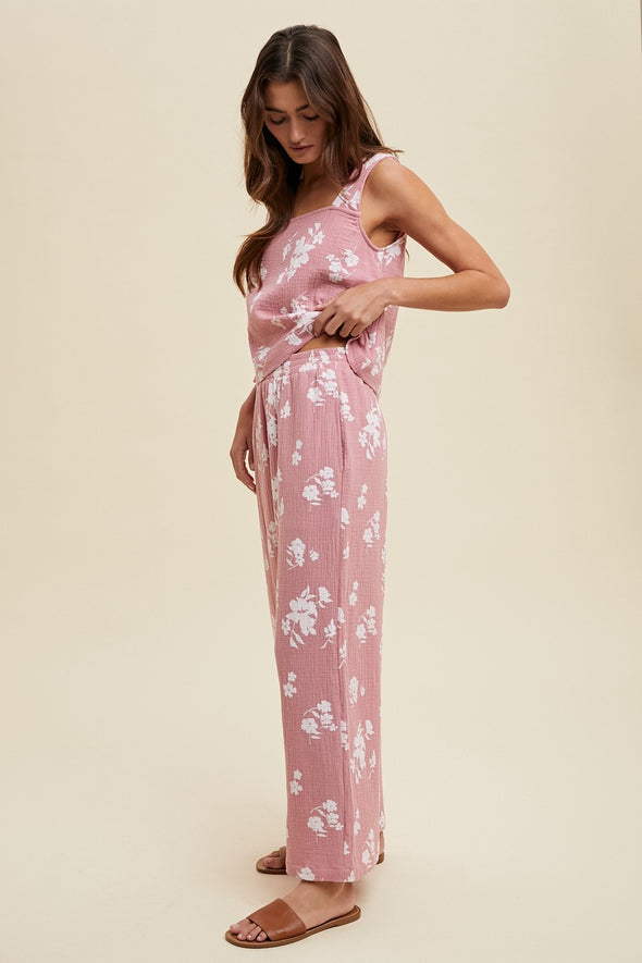 wishlist floral relaxed crop top and pants set