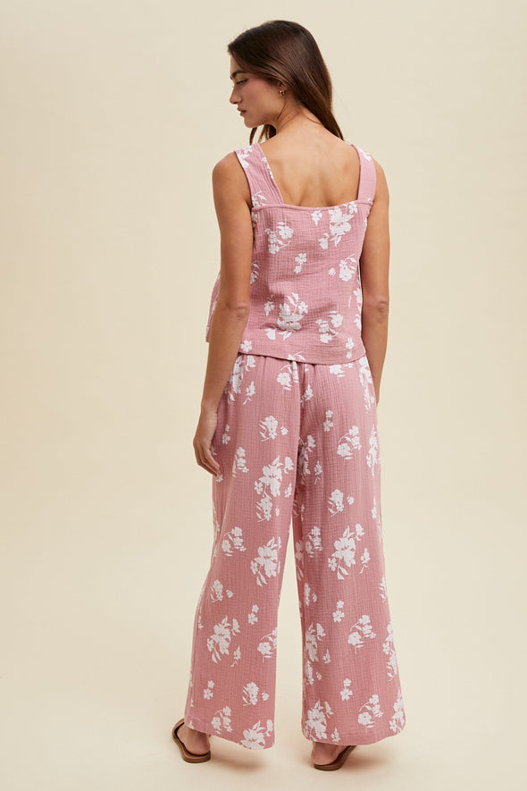 wishlist floral relaxed crop top and pants set