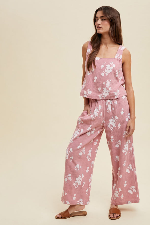 wishlist floral relaxed crop top and pants set