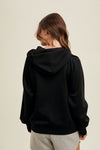 wishlist soft touch oversized casual knit hoodie soft side pockets relaxed fit black