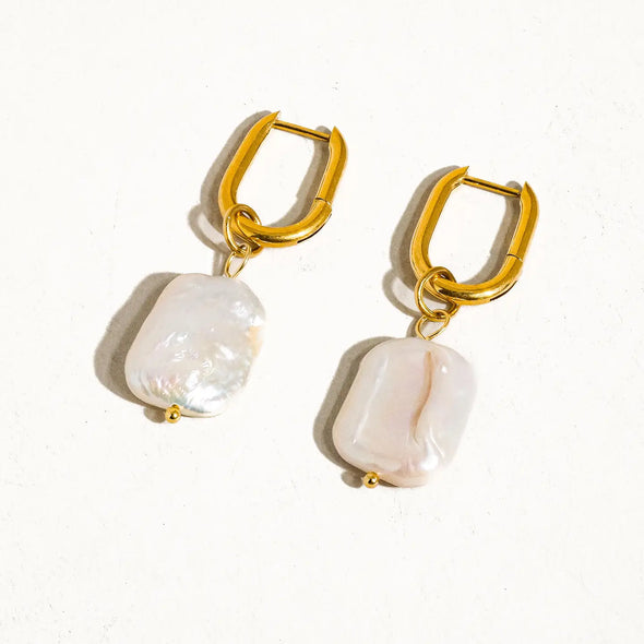 The Zaina 18k Gold Plated Classic Pearl Earrings