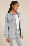 z supply miles denim jacket sun bleached indigo oversized relaxed fit denim jacket