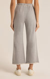 z supply huntington french terry sweatpant classic heather grey drawstring waist wide leg cropped ankle length lounge pant