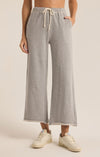 z supply huntington french terry sweatpant classic heather grey drawstring waist wide leg cropped ankle length lounge pant