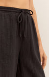 zsupply bondi cotton gauze cropped straight leg drawstring waist pant black