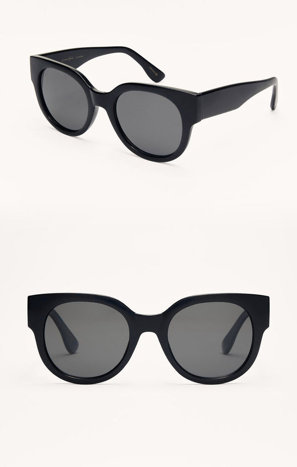 zsupply lunch date sunglasses polarized lenses cat eye vintage shape polished black